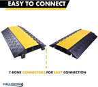 Kable Kontrol Atlas Heavy Duty Cable Protector Ramp - 2 Channel - 1 Pc - 35” Long Black & Yellow – 32000 Lbs Capacity - Rubber Speed Bump Wire Protector Cord Cover – CP9985