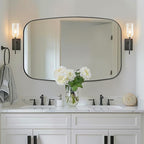 ANDY STAR 30x40” Black Bathroom Mirror, Oblong Vanity Mirror with Stainless Steel Metal Frame, Matte Black Oval Mirror for Over Sink, Modern Anti Rust Wall Mounted