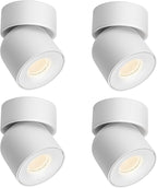 Aisilan 4 Packs LED Dimmable Adjustable Ceiling Spotlight 7W 3000K Aluminum Spotlight Fixtures CRI 97 Surface Mounted Indoor Spot Light for Living Room Hallway Corridor (White)