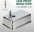 Commercial Manual Soap Dispenser, Durable Polished Stainless Steel Finish, 37oz (1100ml) Liquid, Wall-Mounted for Bathroom & Kitchen