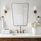 ANDY STAR Brushed Bronze Asymmetrical Mirror, 22"x30" Bathroom Mirror for Over Sink, Premium Stainless Steel Thin Frame, Antique Bronze Mirror for Wall, Butterfly-Inspired Designer Decor