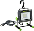 PowerSmith 4000 Lumen Portable LED Work Light with All Metal Stand and Sealed Switch for All Weather Flood Light, 5 Year Warranty (PWLS040H) , Black