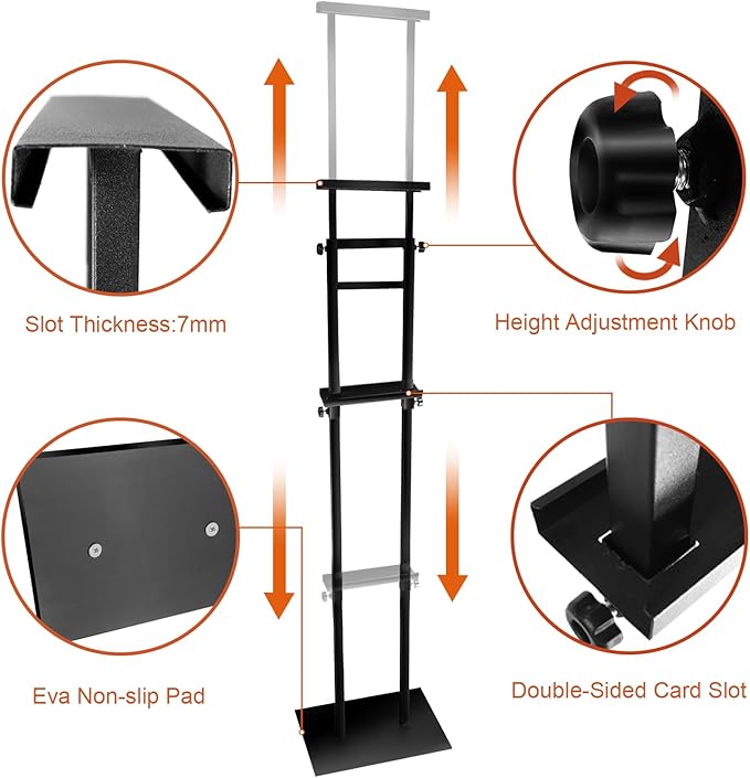 Heavy Duty Floor Poster Standing Display Poster Sign Holder with Non-Slip Mat Base Adjustable Height Up to 75 inches for Board & Foam (2PACK-Black)