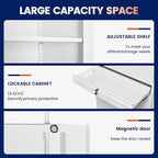 Yizosh Metal Garage Storage Cabinet with Locking Doors and Adjustable Shelves, 71" Tool Storage Cabinet with 1 Drawer for Garage,Office,Warehouse (White)