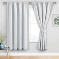 JIUZHEN Blackout Curtains for Bedroom - 60 Inch Wide Thermal Insulated Room Darkening Privacy Soundproof Curtains for Living Room, Set of 2 Panels with Tiebacks, 60 x 63 inches, Greyish White