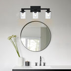 Yaohong 3-Light Kitchen Track Light Fixtures Ceiling Vanity Lights Black, Bathroom Track Lighting Kit with Ajustable Heads, Modern Wall Ceiling Tracking Light for Hallway Shop
