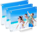 3 Pack Acrylic Picture Frame 8×10 Clear Double Sided Magnetic Photo Frame - Frameless Baby Friend Family Picture Desktop Display with Support Stand and Gift Boxes