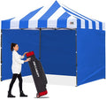 ABCCANOPY Heavy Duty Easy Pop up Canopy Tent with Sidewalls 10x10,Strip RoyalBlue