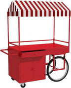 Food Cart for Business with Striped Canopy, Mobile Display Stand with Storage Drawers, for Street Food, Farmers Markets, Outdoor Events (Red, 47.24 * 27.56 * 78.74in)