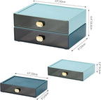 Spacious Desktop Storage Box, 1 Large Storage Drawer, Stackable Office Desk Drawer Organizer and Accessories, Printer Paper Organizer, Cyan Plastic Drawers for Workspace & Home