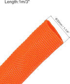 MECCANIXITY Braided Cable Sleeves Heat Shrinkable Fabric Sleeving, 1 1/4" 3ft Orange 2:1 Ratio Heat Shrinkable Cord Protector for Harness Cable, Network Cable Protection, Cable Management