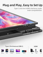 Portable Monitor 18.5 inch 120hz for Laptop, FHD 1080P Portable Gaming Monitor w/VESA Kickstand HDR Speakers USB C Mini HDMI for Phones PC Gaming Devices, Travel Second Screen for Business