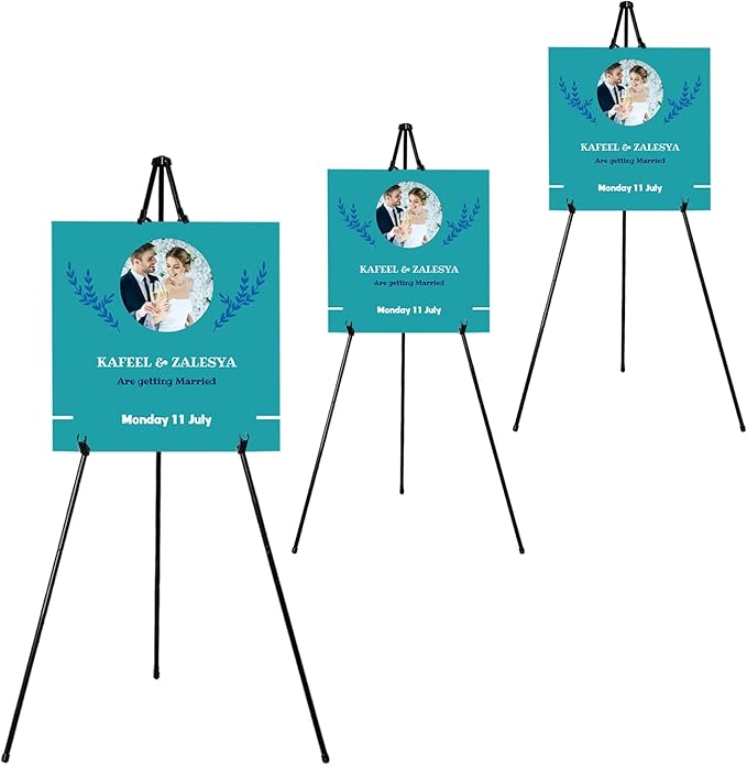 63" Instant Easels Stand for Wedding Sign & Posters,Adjustable Metal Easels for Display Painting Canvas,Folding Tripod with Portable Bag by JoyYeux,Black 3Pack