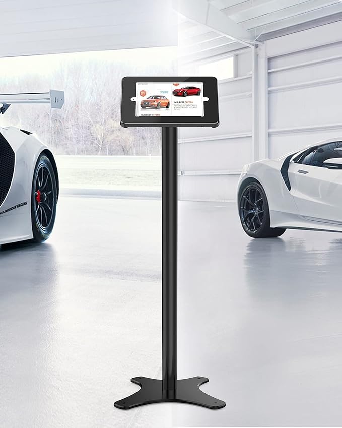 Tablet Floor Stand - 360 Swivel Compatible with 10.2" iPad 7 8 9 Gen, Anti-Theft, Key Lock, All Metal Floor Kiosk Stand
