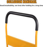 LEADALLWAY Foldable Push Cart Platform Cart 330lbs Capacity 4 Wheels 28.7x18.5x32.3inches Yellow with 2 Ropes Small Flatbed Cart