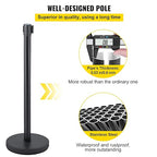 VEVOR Crowd Control Stanchions, 6-Pack Crowd Control Barriers with 3PCS 6.5FT Retractable Belts, Stanchion Posts Queue Pole for Crowd Control Barriers, Easy Assembly