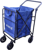 MATTAM Collapsible Basket Trucks Service Carts with Wheels for Material handling, 265 lbs Capacity，21" L x 18.9" W x 35.4" H (Blue)