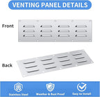 2 Pack Stainless Steel Venting Panel for BBQ Grill Accessory, 15x4.5 Inch (12-Slots), 304 Grade Metal Vent Cover for Masonry Fire Pits & Outdoor Kitchens, Weather Resistant, 15" by 4-1/2"
