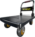 Platform Truck, Foldable Push Cart Dolly with Four 360 Swivel 5'' Wheels, 1200LBS Capacity Heavy Duty Moving Platform Trucks Hand Cart for Groceries, Garage, Warehouse (Black)