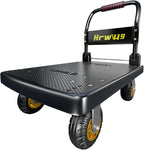 Platform Truck, Foldable Push Cart Dolly with Four 360 Swivel 5'' Wheels, 1200LBS Capacity Heavy Duty Moving Platform Trucks Hand Cart for Groceries, Garage, Warehouse (Black)