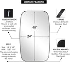 ANDY STAR 24x40” Black Bathroom Mirror, Oblong Vanity Mirror with Stainless Steel Metal Frame, Matte Black Oval Mirror for Over Sink, Modern Anti Rust Wall Mounted