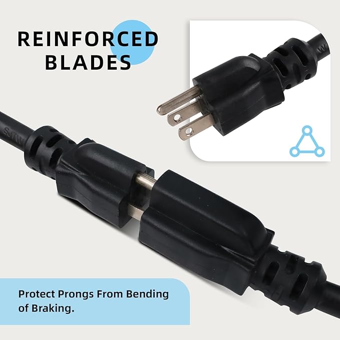 EP 40 Ft Outdoor Extension Cord - 12/3 SJTW Heavy Duty Black Extension Cable with 3 Prong Grounded Plug - Power Cord for Lawn, Garden, Appliances