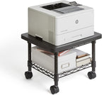 Safco Onyx Rolling Cart Printer Stand, Under-Desk Mobile Utility Table for Home Office with Steel Shelf, Black