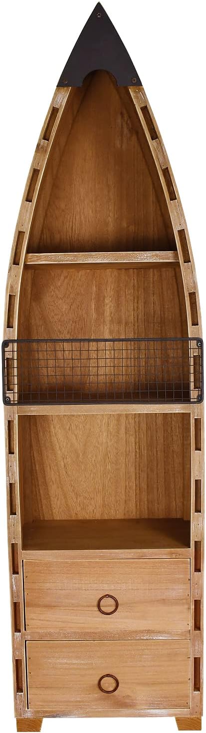 Aecipl Solid Wood Boat Shelf Decorative Nautical Wall Decor Beach Themed Bookcase Large Wooden 3-Tier Display Shelves for Home Kitchen Bedroom Living Room (45.3" H)