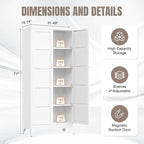 Yizosh Metal Storage Cabinet with 2 Doors and 4 Adjustable Shelves,- 71" White Kitchen Pantry Storage Cabinet for Kitchen,Dining Room,Living Room