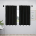 Easy-Going Rod Pocket Blackout Curtains for Bedroom, Room Darkening Window Curtains for Living Room, Thermal Insulated Noise Reduction Solid Window Drapes, 2 Panels(42x45 in, Black)