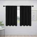 Easy-Going Rod Pocket Blackout Curtains for Bedroom, Room Darkening Window Curtains for Living Room, Thermal Insulated Noise Reduction Solid Window Drapes, 2 Panels(42x45 in, Black)