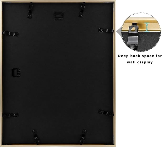 Frametory, 14x18 Metal Picture Frame with Mat for 12x16 Picture & Real Glass, Aluminum Photo Frame Collection (Gold, 1 Pack)