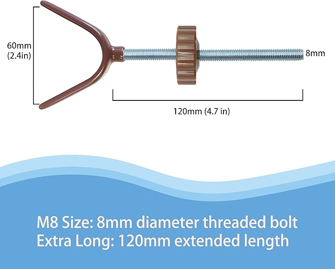 Baby Gate Banister Adapter Y-Spindle Rods - M8 (8mm) Replacement Bolt Part for Pressure Mounted Baby and Pet Safety Stair Gates, Extra Long Wall Mounting Screws Rod & Bolts (Y-Brown-2 Pack)