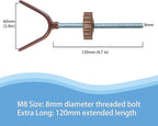 Baby Gate Banister Adapter Y-Spindle Rods - M8 (8mm) Replacement Bolt Part for Pressure Mounted Baby and Pet Safety Stair Gates, Extra Long Wall Mounting Screws Rod & Bolts (Y-Brown-2 Pack)
