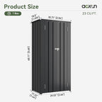 Aoxun 31x19 in Outdoor Storage Cabinet Metal Garden Shed with 2 Adjustable Shelves 3 Layer Indoor& Outdoor Waterproof Vertical Storage Shed for Patio Garden, Garage, Porch (Black, 22 Cu.Ft)