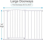 Great Gates Pet Gate - Durable Steel Gate for Stairs - Self-Closing Door & 2-Step Child Proof Lock - Wall-Friendly Dog Gates for Doorways (Fits Most) - 29.8"- 47.5", 34” Tall