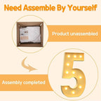 Marquee Numbers 4 Feet Tall Large Light Up Numbers 5th 15th 25th Five is A Vibe Birthday Decorations Big Yellow Light Outdoor Anniversary Decorations Balloon Arch Kit Party Backdrop 5