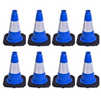 8 Pack 12 Inch Blue Safety Cones Durable with Black Base, Driveway Markers, Skating Practice, Pet Agility Training, Parking Lot Use (8, Blue, 12 Inch)