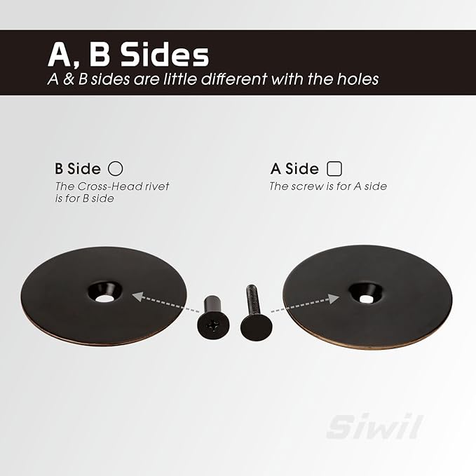 Door Hole Cover Plate Black, 2-5/8" Diameter Solid Steel, Hole Filler Plate - 1 Pack