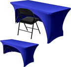 Nasitos 2 Pack Royal Blue 4 ft Table Cloth Fitted-Open Back Spandex Table Covers for Folding Tables, Washable Fabric and Wrinkle Resistant Stretch Table Cover for Trade Show, Parties, Events
