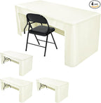 HolidayIdeas Open Back Fitted Tableclothss for 6 Foot Rectangle Table, Wrinkle Resistant Washable Table Covers 72x30 Inch for Craft Fairs, Banquets, Trade Show Display, Beige,4 Pcs