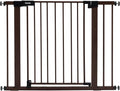 Mom's Choice Award Winner-BABELIO 26-40" Metal Baby Gate with Black Wood Pattern, PressGuard C5 Easy Install Pressure Mounted Dog Gate for Stairs and Doorways, with Wall Protectors and Extension Kits