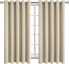 BGment Room Darkening Curtains 63 Inches Long - Grommet Thermal Insulated Drapes Window Treatment Curtains for Bedroom, 2 Panels, 70 x 63 Inch, Beige