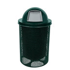 COATEDOUTDOORFURNITURE Coated Outdoor Furniture 32-Gallon Heavy-Duty Punched Steel Round Trash Receptacle, Commercial Outdoor Waste Bin with Liner & Dome Lid – Made in America (Textured Dark Green)