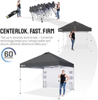 CROWN SHADES Canopy Tent 10x10 Pop Up Canopy Outdoor Shade with Pockets Sidewall, Easy Up Sun Shelter with One Person Set Up Center Lock, Portable Instant Camping Beach Canopies Tents, Grid Grey