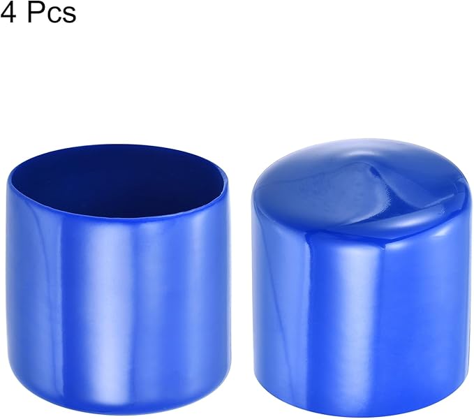 uxcell 4pcs Rubber End Caps 45mm(1 3/4") ID Vinyl Round Tube Bolt Cap Cover Screw Thread Protectors Blue, 40mm Height
