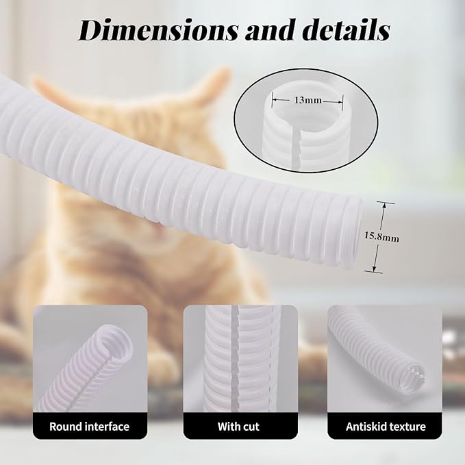 Cord Protectors from Pets, 30FT Electric Wires Covers Cord Covers for Pets Cord Management Protect Wires from Chewing Through Safe Around Rabbits, Cats，Dogs-Outside Diameter 15.8mm