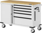 WORKPRO 52" x 20" 5-Drawer & 1-Door Rolling Tool Chest, Heavy Duty Tool Chest with Wheels, Power Strip, Locking System, Rolling Cabinet for Garage, Home & Kitchen, 1000 lbs Capacity