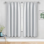 JIUZHEN Curtains for Bedroom - Thermal Insulated Room Darkening Noise Reducing, 52 x 63 Inch Blackout Curtains for Living Room, Light Blocking Drapes Set of 2 Panels with Tiebacks, Greyish White