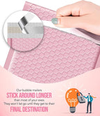 GSSUSA Light Pink Bubble Mailers, 4x8 Small Padded Envelopes, 800 Pack, Strong Adhesion Self-Seal Bubble Envelopes for Small Business